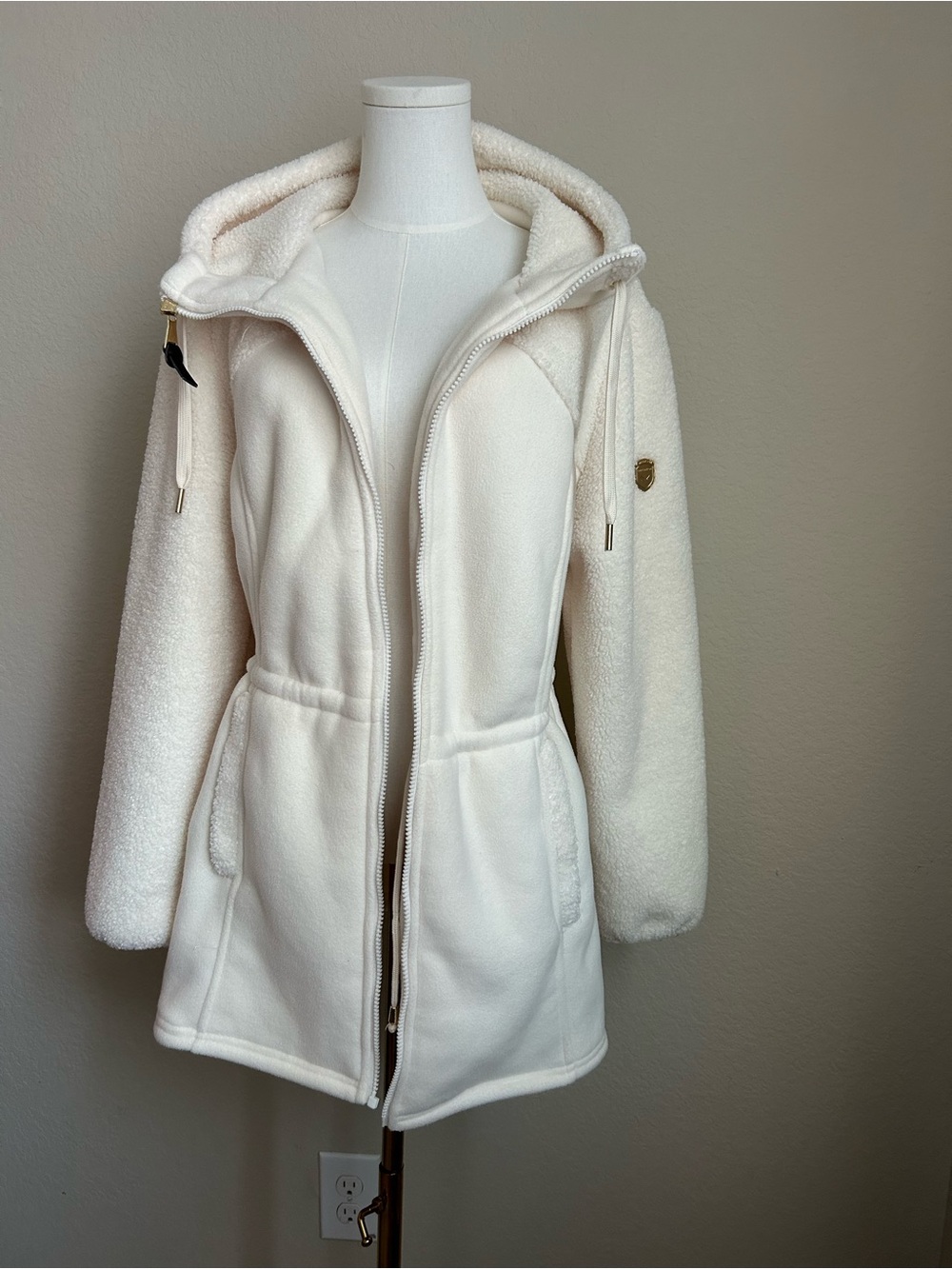 1 Madison Cream Hooded Teddy Zip-Front Jacket